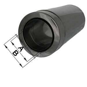Edelstahlschornstein L&auml;ngenelement mit integr.Wandfutter frei k&uuml;rzbar DW 100 mm 500 mm Standard Plus 0,5 mm