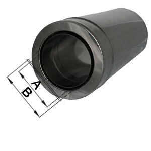 Edelstahlschornstein L&auml;ngenelement mit integr.Wandfutter frei k&uuml;rzbar DW 100 mm 500 mm Premium 0,6 mm