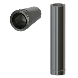 Edelstahlschornstein L&auml;ngenelement mit integr.Wandfutter frei k&uuml;rzbar DW 180 mm 1000 mm Premium 0,6 mm