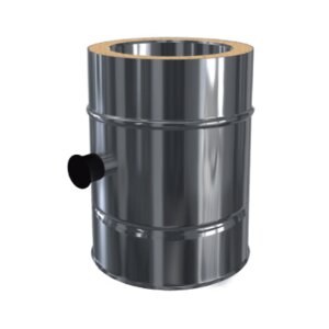 Edelstahlschornstein L&auml;ngenelement 250 mm mit Me&szlig;stutzen 1/2 DW 150 mm Premium 0,6 mm