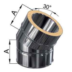 Edelstahlschornstein Bogen 30&deg; DW 180 mm Standard Plus 0,5 mm