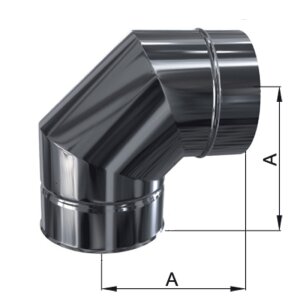 Edelstahlschornstein Bogen 90&deg; DW 150 mm Standard Plus 0,5 mm