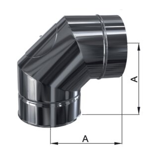 Edelstahlschornstein Bogen 90&deg; mit Revision DW 80 mm Standard Plus 0,5 mm