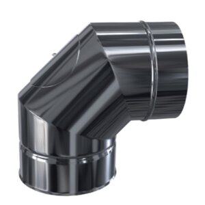Edelstahlschornstein Bogen 90&deg; mit Revision DW 150 mm Premium 0,6 mm