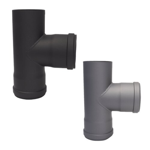 Pelletrohr Rauchrohr T- St&uuml;ck 90&deg; Senotherm schwarz / gussgrau