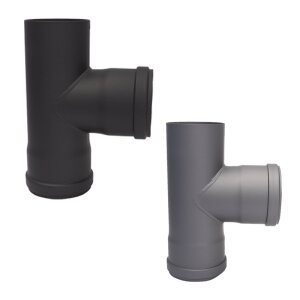 Pelletrohr Rauchrohr T- St&uuml;ck 90&deg; Senotherm schwarz / gussgrau