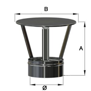 Edelstahlschornstein Einsteck Regenhaube DW 80 mm