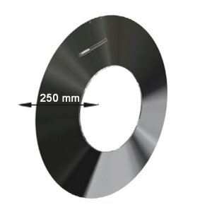Edelstahlschornstein Wandblende Edelstahl DW 150 mm Randbreite 250 mm