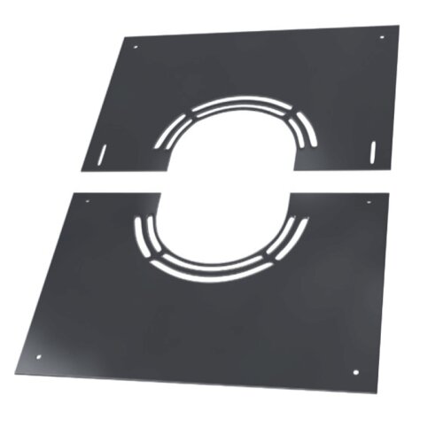 Edelstahlschornstein Deckenblende 2-teilig mit Hinterl&uuml;ftung 0-30&deg; DW 120 mm