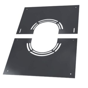 Edelstahlschornstein Deckenblende 2-teilig mit Hinterl&uuml;ftung 0-30&deg; DW 120 mm