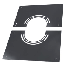 Edelstahlschornstein Deckenblende 2-teilig mit Hinterl&uuml;ftung 30-50&deg; DW 200 mm