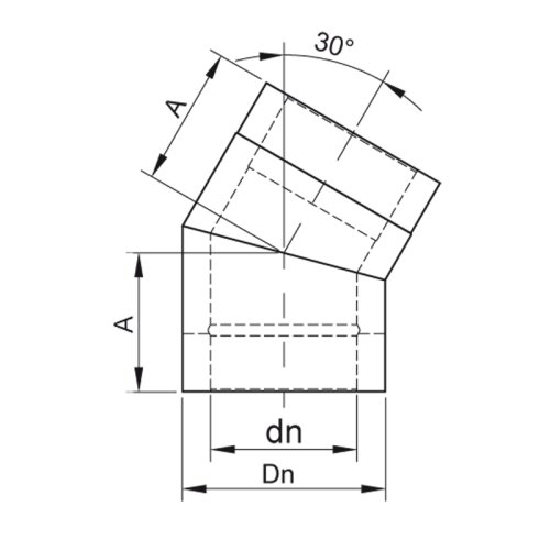 Schornstein Winkel 30° Starr - Kunststoff PP 60mm Durchmesser