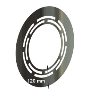 Edelstahlschornstein Wandblende mit Hinterl&uuml;ftung DW 130 mm 15- 45&deg; Grad Randbreite 120 mm