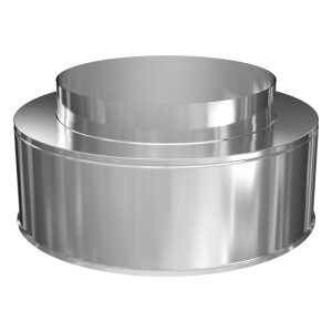 Edelstahlschornstein M&uuml;ndungsabschluss DW 150 mm flach Standard 0,5 mm