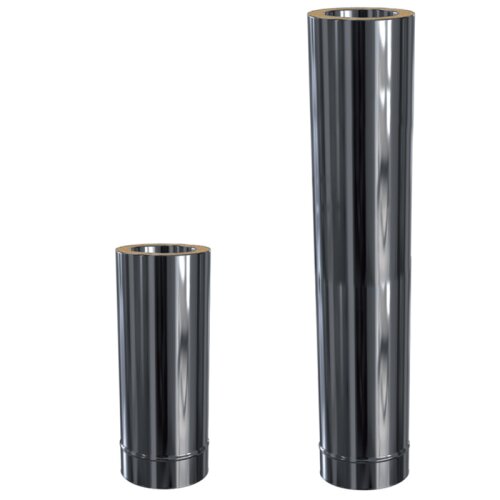 Edelstahlschornstein L&auml;ngenelement 500 / 1000 mm doppelwandig frei k&uuml;rzbar &Oslash; 80 - 300 mm