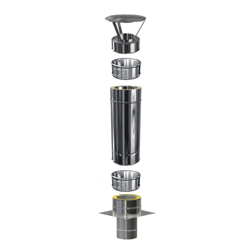 Schornsteinverl&auml;ngerung DW 120 mm 0,5 m ohne Pr&uuml;f&ouml;ffnung / Regenhaube Premium Plus 0,8 mm