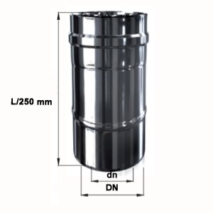Edelstahl Luft-Abgas-System konzentrisch L&auml;ngenelement 250 mm DN 60/100 mm 0,4 mm