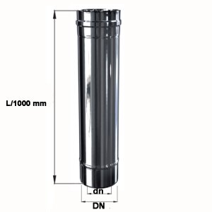 Edelstahl Luft-Abgas-System konzentrisch L&auml;ngenelement 1000 mm DN 60/100 mm 0,4 mm