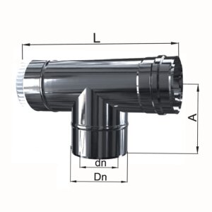 Edelstahl LAS konzentrisch T-St&uuml;ck 90&deg; mit Revision DN 80/125 mm 0,5 mm