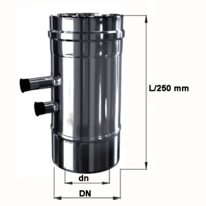 Edelstahl Luft-Abgas-System konzentrisch L&auml;ngenelement mit Messstutzen 1/2&quot; DN 100/150 mm 0,4 mm