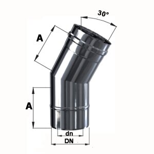Edelstahl Luft-Abgas-System konzentrisch Bogen 30&deg; DN 80/125 mm 0,4 mm