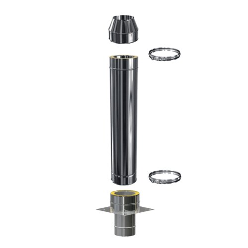 Schornsteinverlängerung DW 160 mm 1,0 m ohne Prüföffnung / Mündungsabschluss konisch Standard 0,5 mm