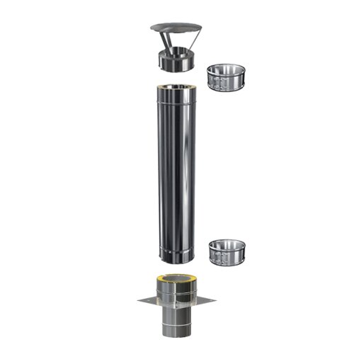 Schornsteinverlängerung DW 160 mm 1,0 m ohne Prüföffnung / Regenhaube Premium 0,6 mm