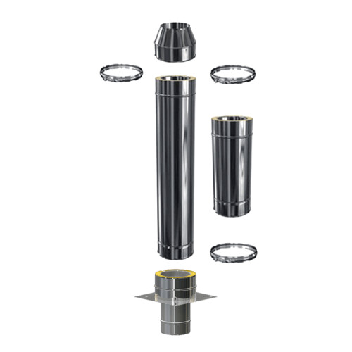 Schornsteinverl&auml;ngerung DW 160 mm 1,5 m ohne Pr&uuml;f&ouml;ffnung / M&uuml;ndungsabschluss konisch Standard 0,5 mm