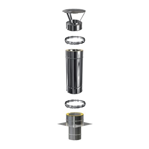 Schornsteinverl&auml;ngerung DW 200 mm 0,5 m ohne Pr&uuml;f&ouml;ffnung / Regenhaube Standard 0,5 mm