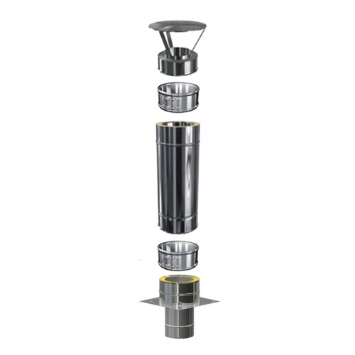 Schornsteinverl&auml;ngerung DW 200 mm 0,5 m ohne Pr&uuml;f&ouml;ffnung / Regenhaube Premium 0,6 mm