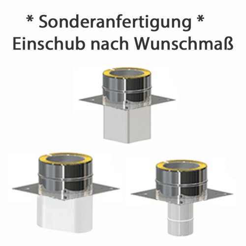 Edelstahlschornstein Grundplatte f&uuml;r Kaminerh&ouml;hung Einschub auf Ma&szlig; DW &Oslash; 80 - 300 mm