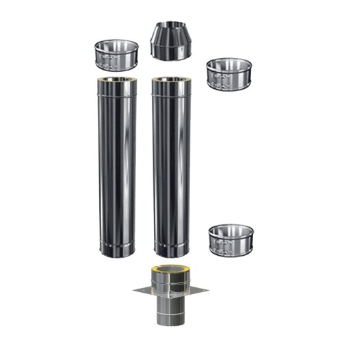 Schornsteinverl&auml;ngerung DW 250 mm 2,0 m ohne Pr&uuml;f&ouml;ffnung / M&uuml;ndungsabschluss konisch Premium Plus 0,8 mm