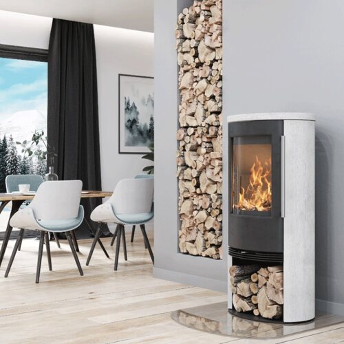 Kaminofen TermaTech TT21RS-WH Stahl schwarz Sandstein cremewei&szlig; Porto White 5 kW