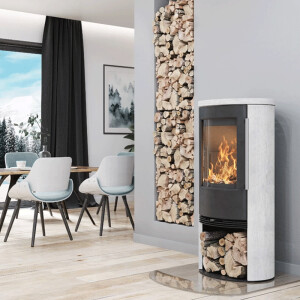 Kaminofen TermaTech TT21RS-WH Stahl schwarz Sandstein cremewei&szlig; Porto White 5 kW