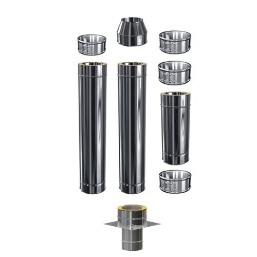 Schornsteinverl&auml;ngerung DW 300 mm 2,5 m ohne Pr&uuml;f&ouml;ffnung / M&uuml;ndungsabschluss konisch Premium Olymp 1,0 mm
