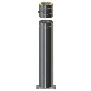 Edelstahlschornstein Standfu&szlig; 1000 mm k&uuml;rzbar inkl.Ru&szlig;topf DW 100 mm Premium Olymp 1,0 mm