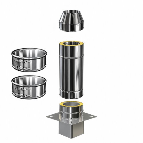 Schornsteinverlängerung DW 160 mm 0,5 m Einschub eckig ohne Prüföffnung / Mündungsabschluss konisch Premium Olymp 1,0 mm