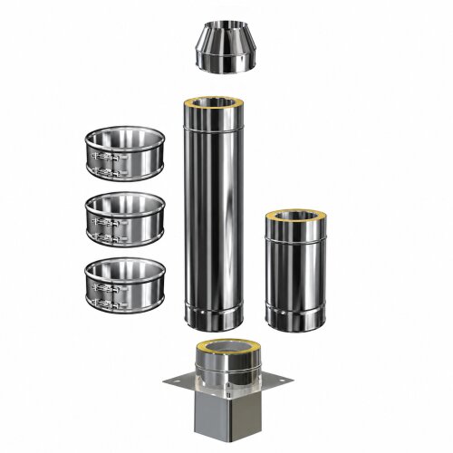 Schornsteinverlängerung DW 200 mm 1,5 m Einschub eckig ohne Prüföffnung / Mündungsabschluss konisch Premium Plus 0,8 mm