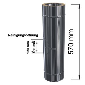 Edelstahlschornstein L&auml;ngenelement mit Revision (Reinigungst&uuml;r) DW 150 mm Premium 0,6 mm
