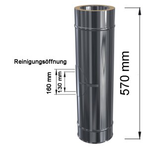 Edelstahlschornstein L&auml;ngenelement mit Revision (Reinigungst&uuml;r) DW 180 mm Premium 0,6 mm