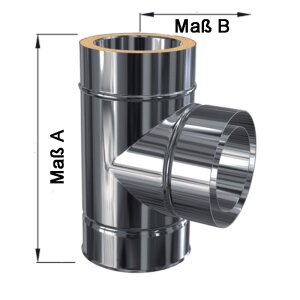 Edelstahlschornstein Feuerungsanschluss 90&deg; DW 180 mm Premium Plus 0,8 mm