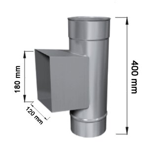 Edelstahlschornstein einwandig Pr&uuml;f&ouml;ffnung mit Kasten DN 80 mm Premium 0,6 mm