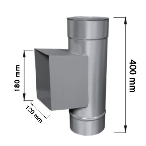 Edelstahlschornstein einwandig Pr&uuml;f&ouml;ffnung mit Kasten DN 130 mm Premium 0,6 mm