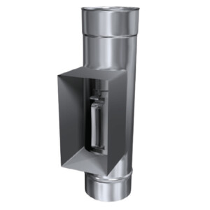 Edelstahlschornstein einwandig Pr&uuml;f&ouml;ffnung mit Kasten u. Innent&uuml;r DN 150 mm Standard 0,5 mm