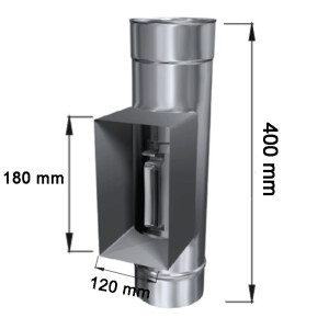 Edelstahlschornstein einwandig Pr&uuml;f&ouml;ffnung mit Kasten u. Innent&uuml;r DN 150 mm Standard 0,5 mm