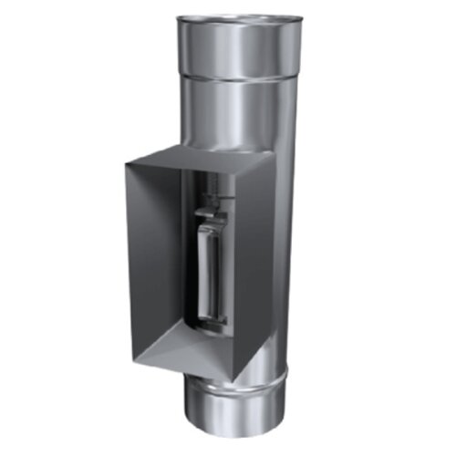 Edelstahlschornstein einwandig Pr&uuml;f&ouml;ffnung mit Kasten u. Innent&uuml;r DN 150 mm Premium Olymp 1,0 mm