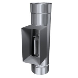 Edelstahlschornstein einwandig Pr&uuml;f&ouml;ffnung mit Kasten u. Innent&uuml;r DN 160 mm Premium 0,6 mm