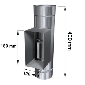Edelstahlschornstein einwandig Pr&uuml;f&ouml;ffnung mit Kasten u. Innent&uuml;r DN 160 mm Premium 0,6 mm