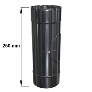 Edelstahlschornstein einwandig L&auml;ngenelement mit Pr&uuml;f&ouml;ffnung L250 DN 150 mm Premium 0,6 mm