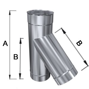 Edelstahlschornstein einwandig Feuerungsanschluss TR 45&deg; DN 100 mm Standard 0,5 mm